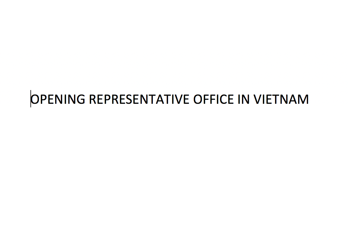 OPENING REPRESENTATIVE OFFICE IN VIETNAM